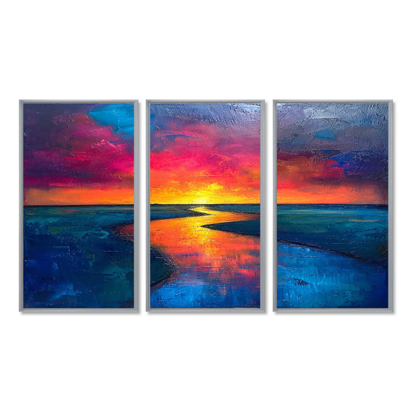 Ensemble de salon Nahel - River Wall Art, Encadrement argenté, H 32 po x l 48 po x P 1 po