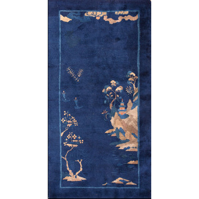 Tapis antique chinois en laine noué à la main à motif de petits rectangles chinois des années 1920