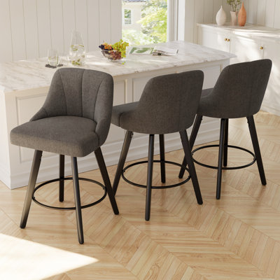 Pivot, pieds en bois d'hévéa, siège à coussin épais, pour salle à manger gris