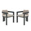 Chaise de patio d'extérieur en aluminium, ensemble de 2, finition noire avec coussin beige-129430130