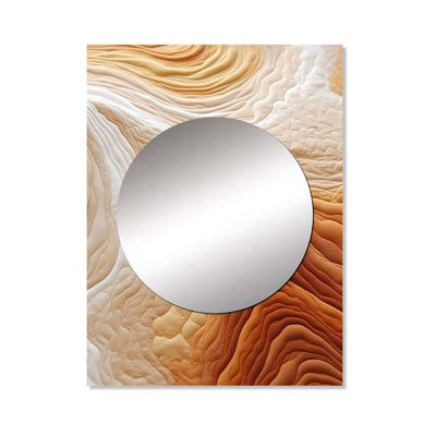 Yulya Orange and white Winds serenade - Abstract Collages Wall Mirror, Modern Decorative Mirror, Printed Metal Art