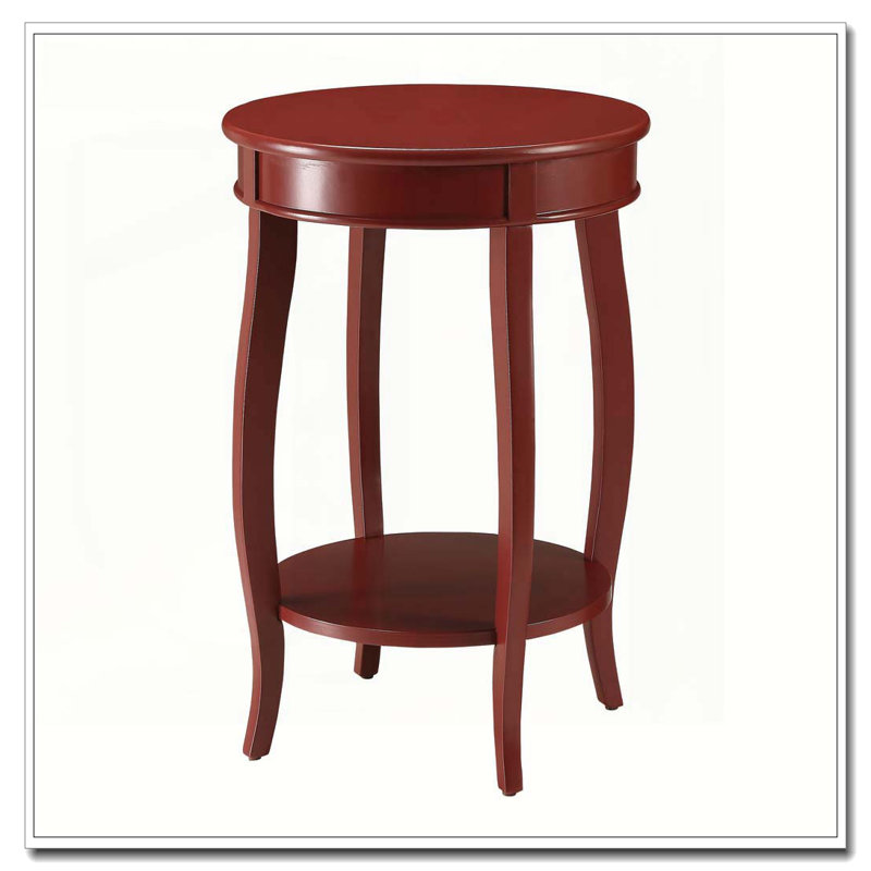 Table d'appoint ronde rouge avec tablette inférieure, Rouge
