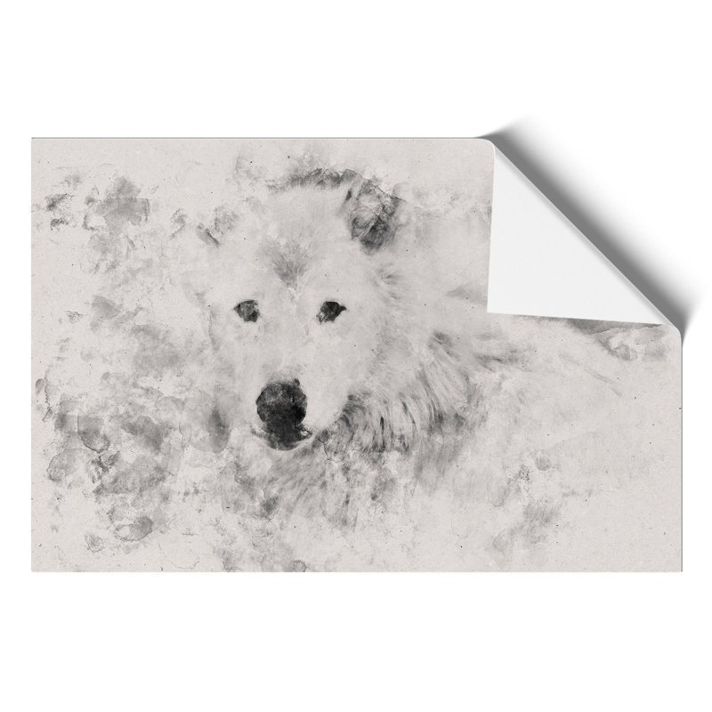 White Wolf Watercolour - Frameless Print, 59cm H x 84cm W x 0.1cm D