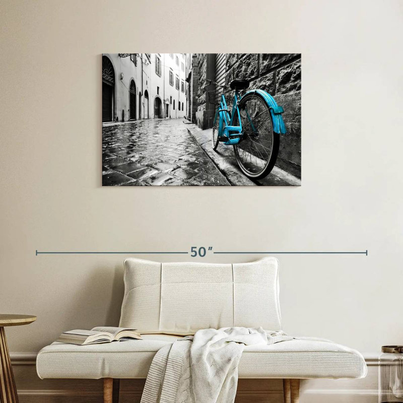 Mehar Retro Blue Bicycle, 24" H x 36" W