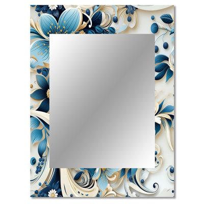 Yukino Nautical Allure Paisley Pattern - Paisley  Decorative Mirror, Paisley, Floral Wall Mirror, Printed Metal Art