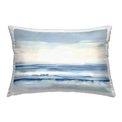 Abstract Layered Beach Waves Outdoor Printed Pillow by Irena Orlov