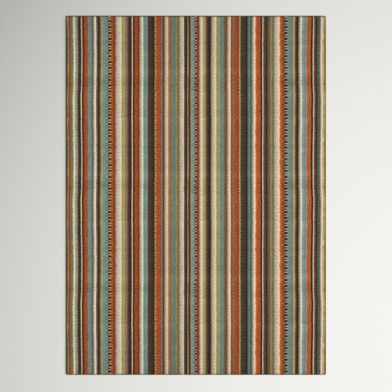 Brendel Striped Indoor / Outdoor Rug, Rectangle 7'10" x 10'10"