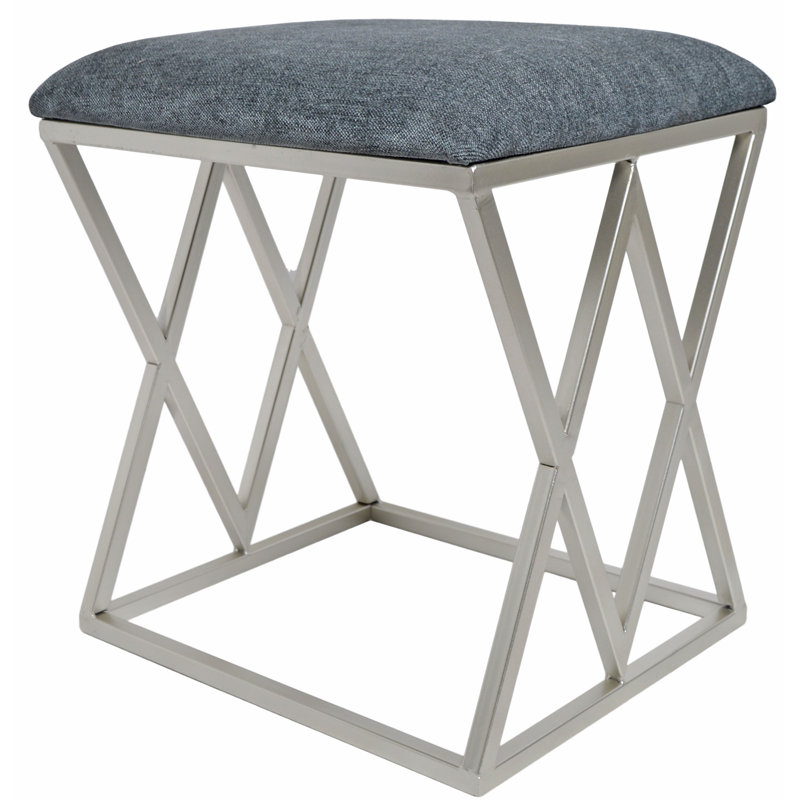 Millton Accent Stool, Grey, Silver Base