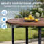 Table d'extérieur en métal, table ronde pour 6 personnes avec trou pour parasol, table de patio au design minimaliste moderne-32091683-32091709