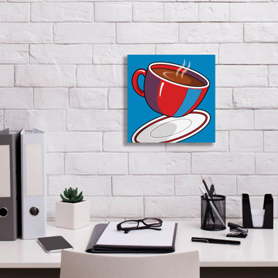 " Red Coffee Cup On Blue " by Ron Magnes