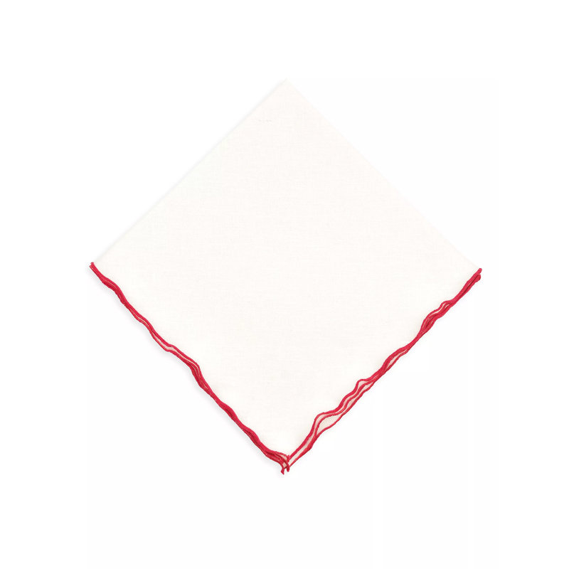 Lettuce Linen Square Napkins, White/Fuchsia