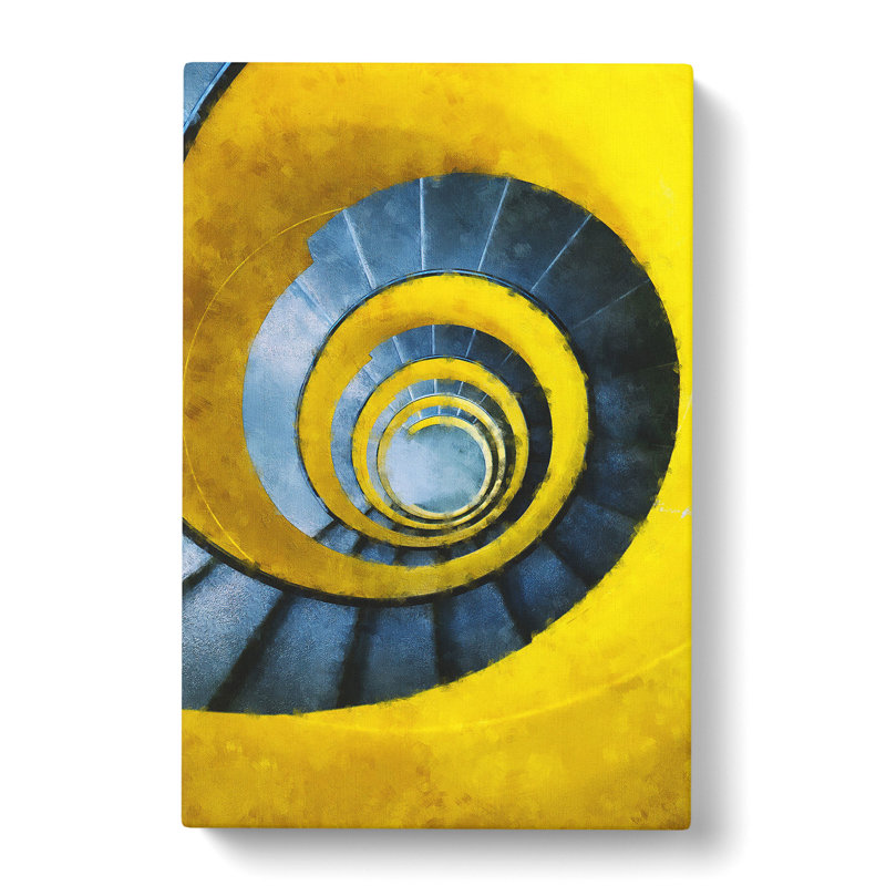 Yellow Spiral Staircase - Wrapped Canvas Painting, 76cm H x 50cm W x 3cm D