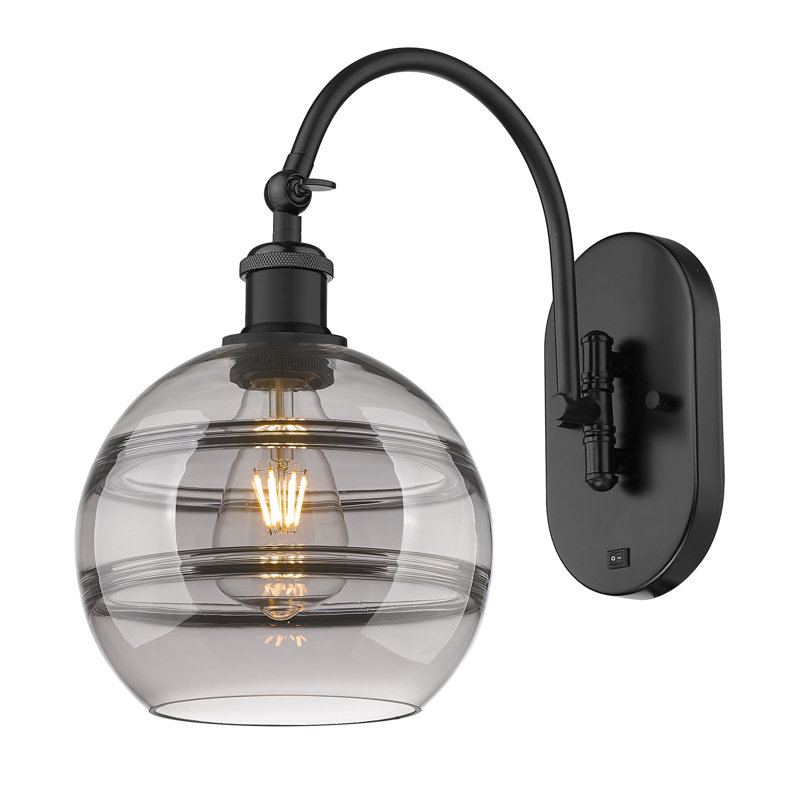 Chartoff Steel Armed Sconce, Light Smoke, Matte Black