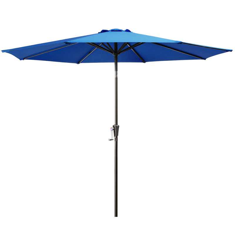 Parasol de marché inclinable Germar, Bleu, H 90 po x l 108 po x P 108 po