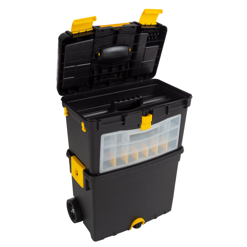 Boîte à outils portable avec roulettes Stalwart - Coffre à outils empilable avec tiroirs - Chariot utilitaire mobile avec poignée Comfort Grip et loquets robustes