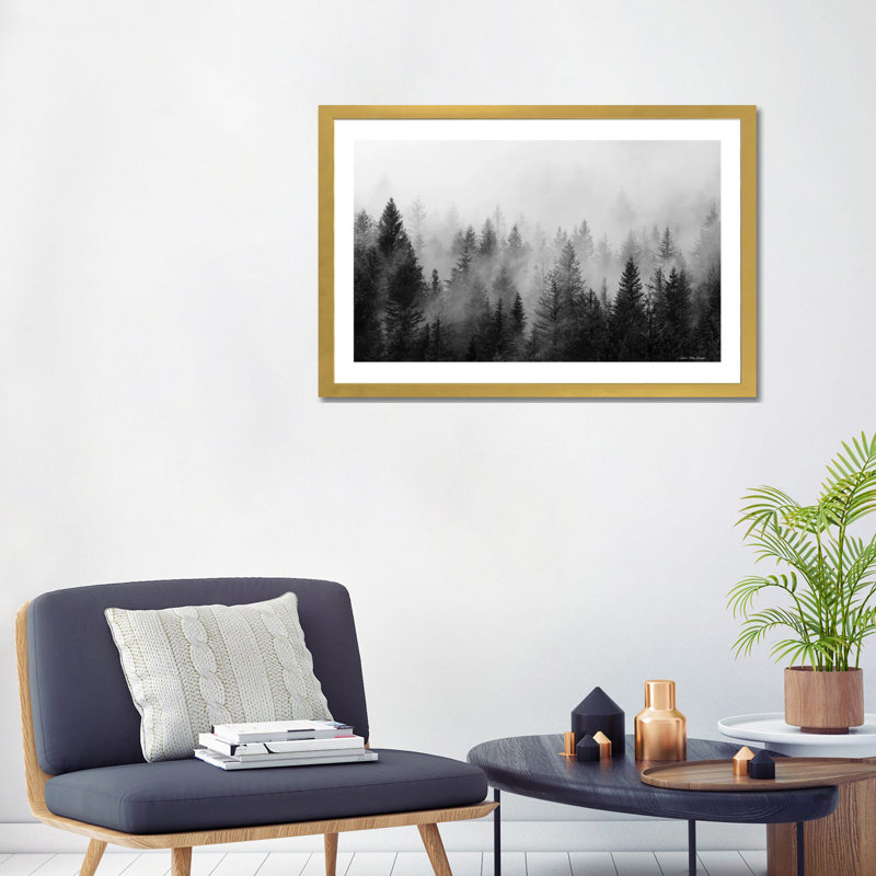 «Forest» par Seven Trees Design - impression d'art graphique, Papier encadré doré, H 24 po x l 32 po x P 1 po, Blanc