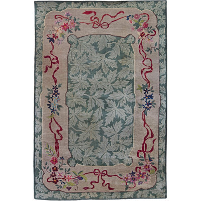 Vintage One-of-a-Kind Rectangle 6' X 9' 1950s Wool Area Rug in