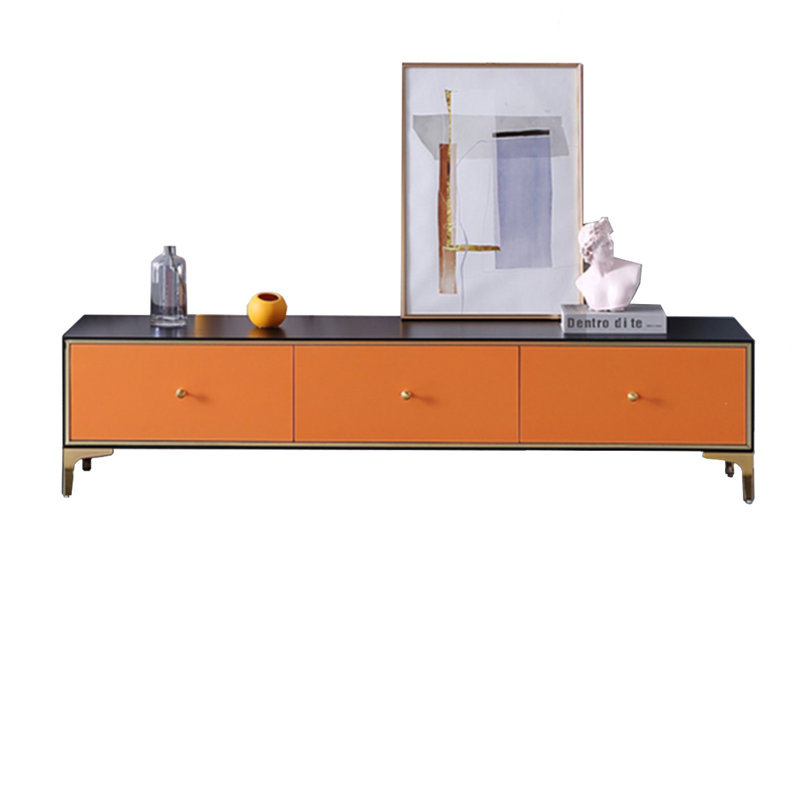 Wood TV Stand with Three Pine Drawers
