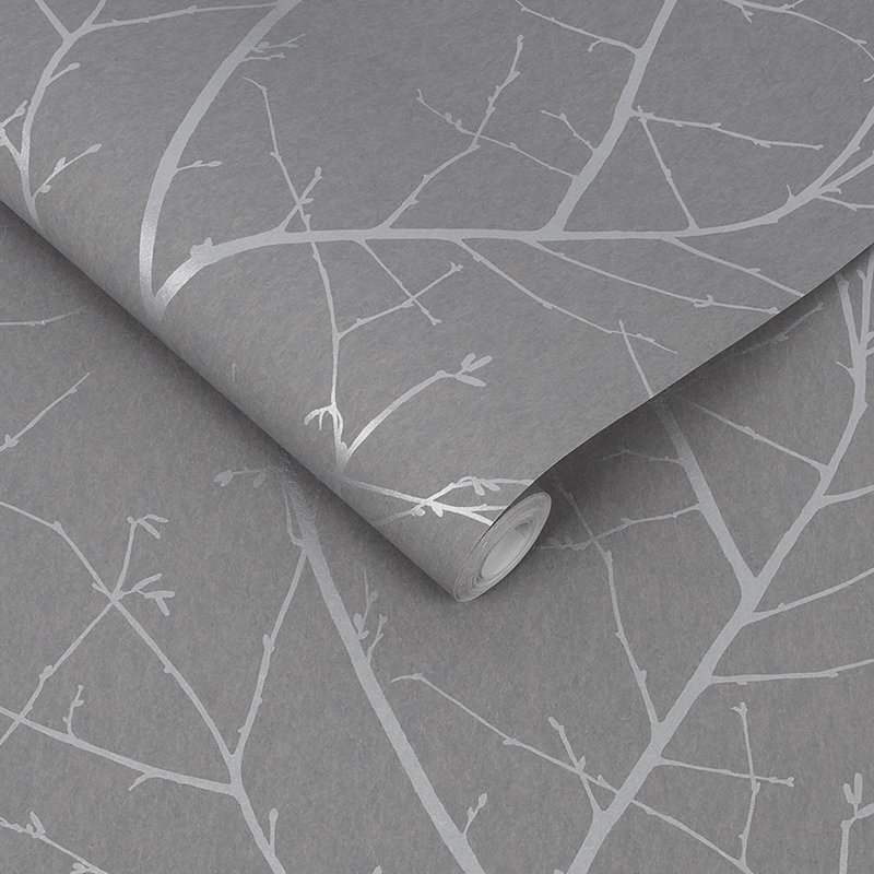 Papier peint floral Lebofsky, gris