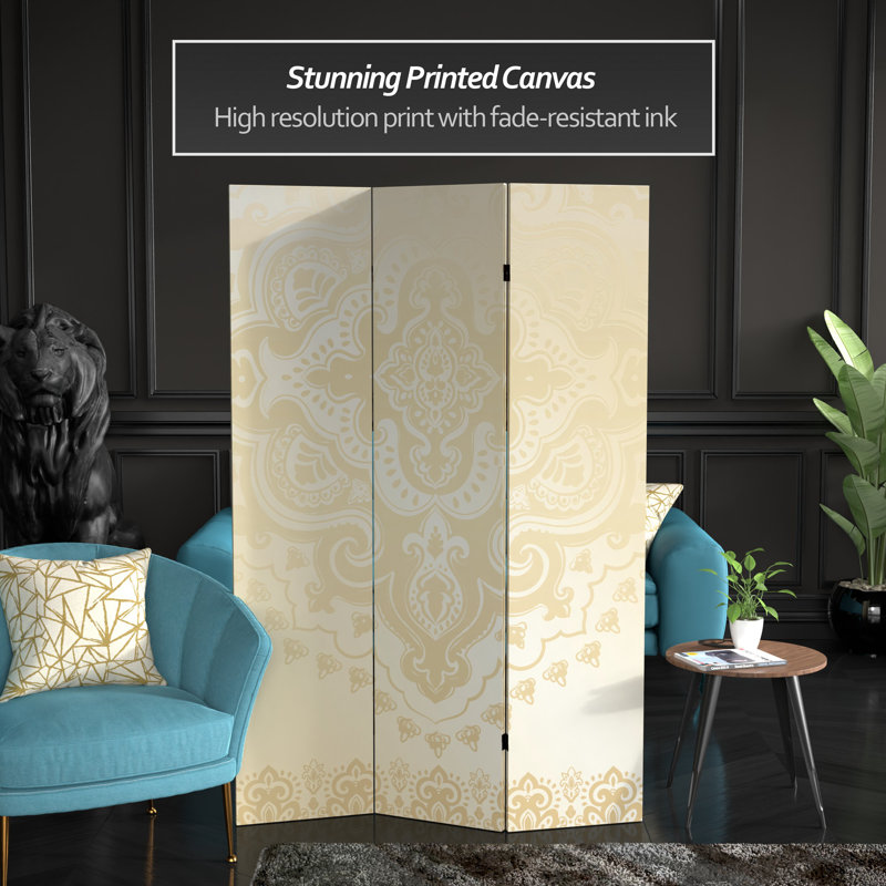47.25'' 3 - Panel Folding Room Divider, Ivory