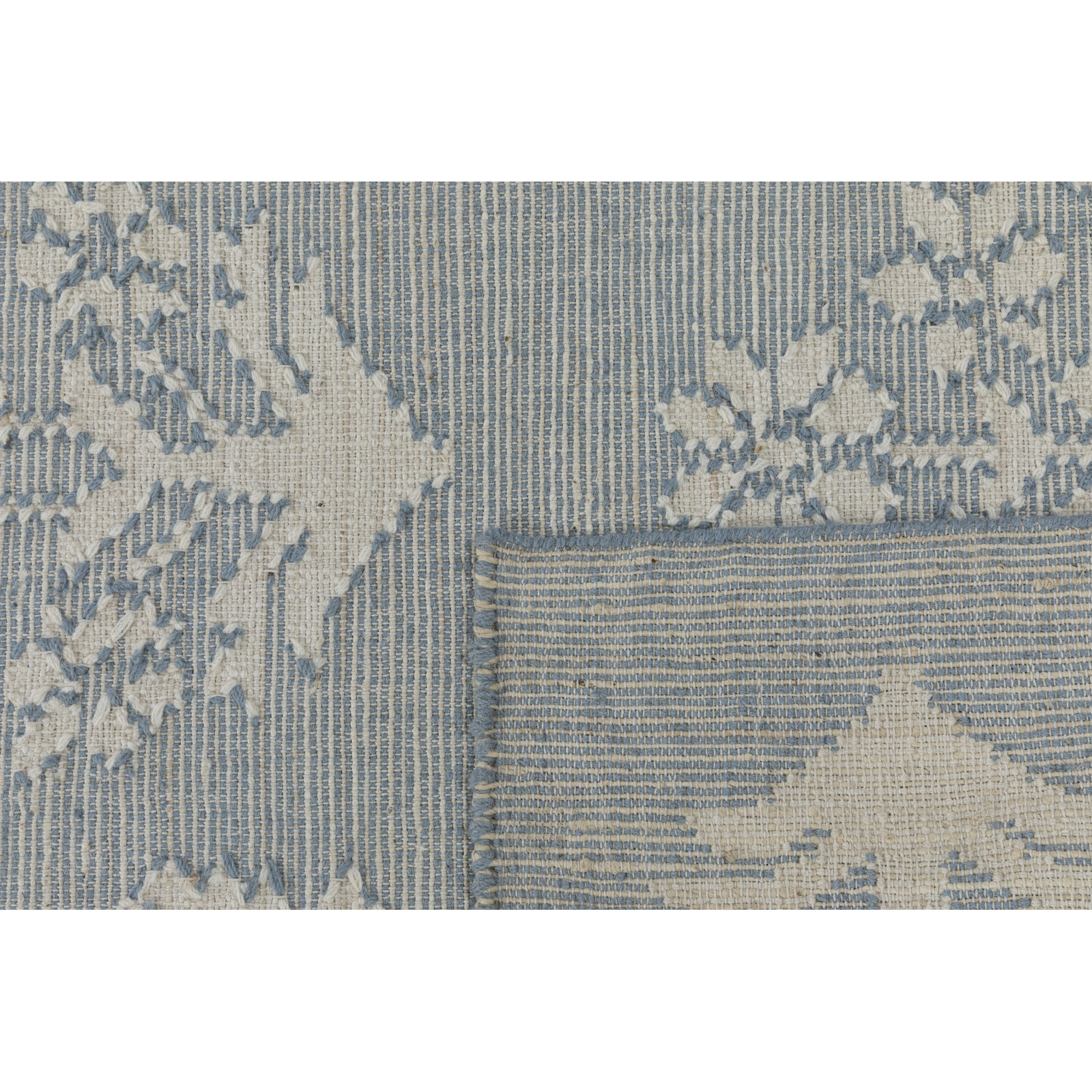 Heidi Flatweave Jute Botanical Scandinavian Rug, Blue, 2'x3'