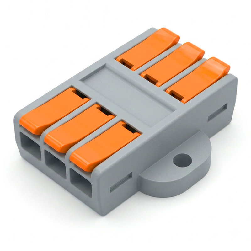 Lever Wire Splitter Connector, Reusable Tool-Free Wall-Mount Terminal Block for Junction Box and Lighting Applications, 3 way