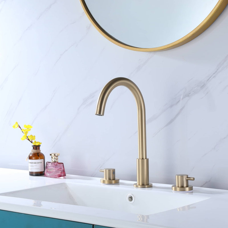Widespread 2-handle Bathroom Faucet, Brushed Gold