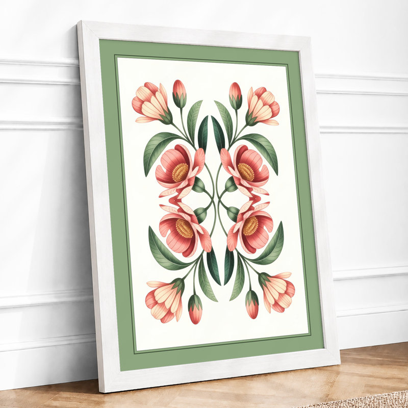 Symmetrical Study Botanical - Framed Print, A4 - 29.7 x 21.0 cm, White