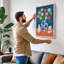 Flowers and Vessels Mid-Century 1 Piece Wrapped Canvas Wall Art-1439509860-1439509871