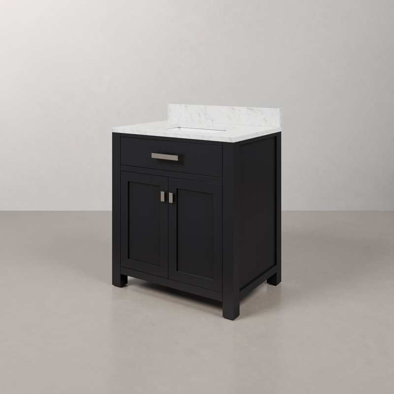 Minnetrista Single Bathroom Vanity with Marble Top, Espresso