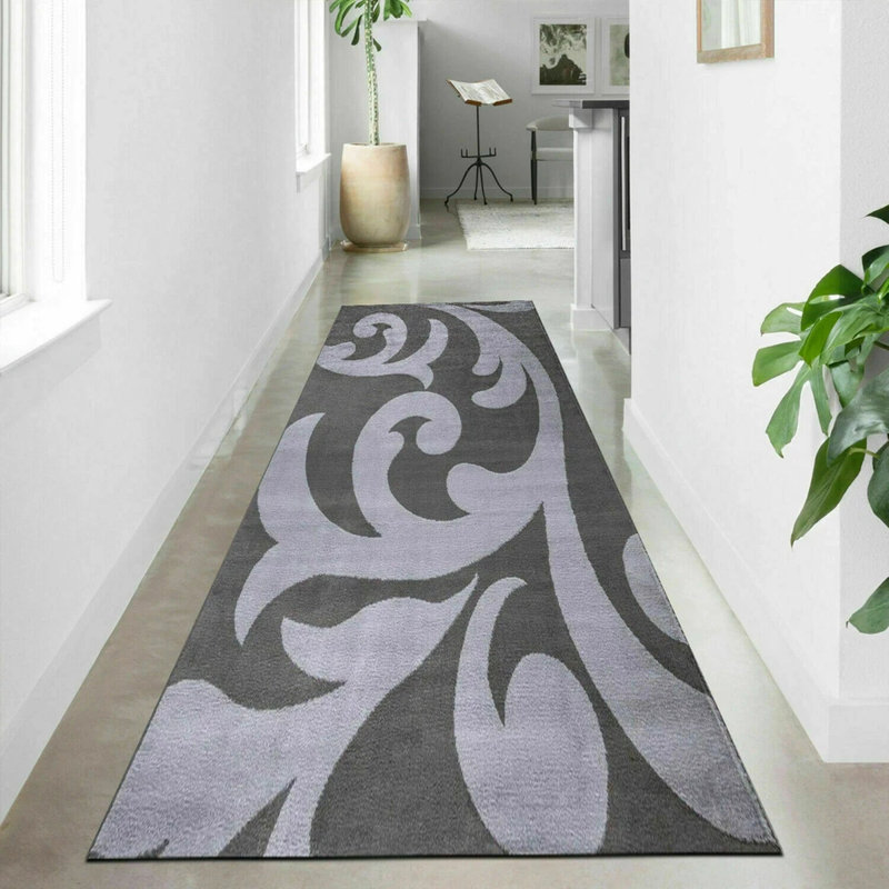 Dark Grey Sophia Modern Floral Area Rug & Runner – Stylish Living Room, Bedroom & Hallway Carpet, Rectangle 160 x 230cm
