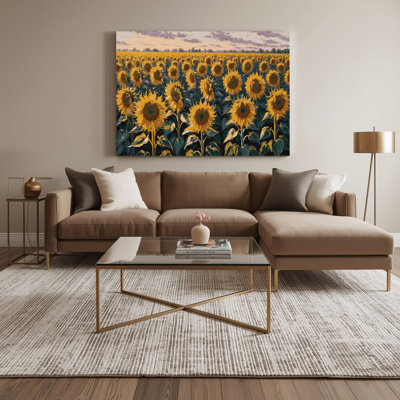 Art mural sur toile vert, "Thanksgiving tournesols"