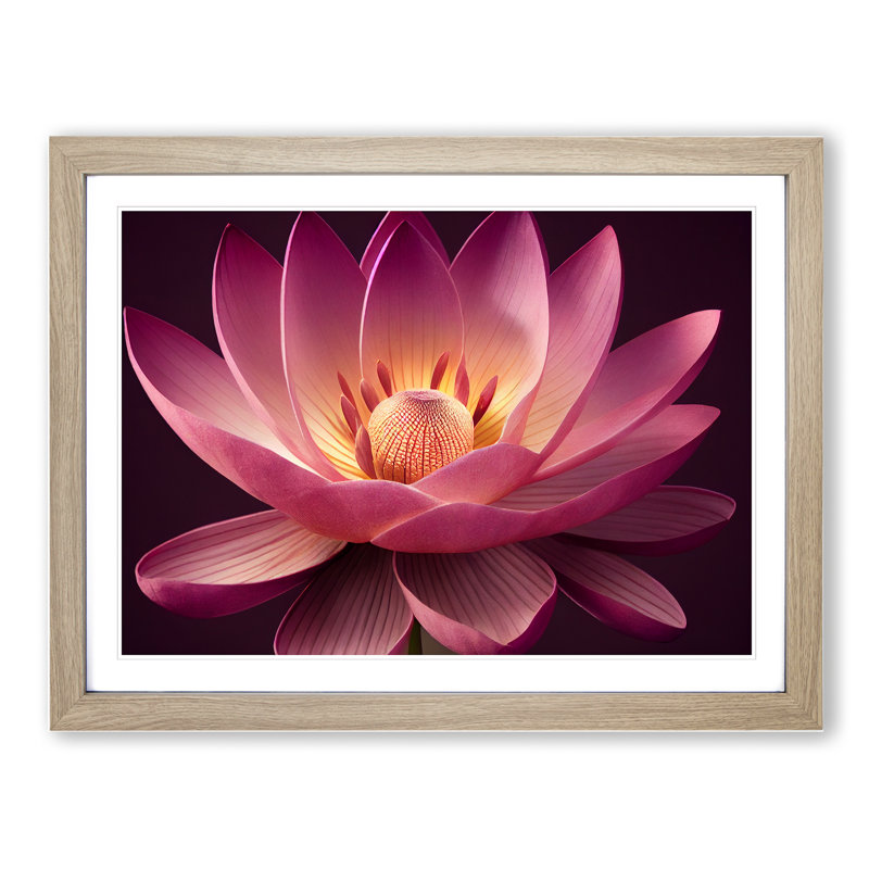 Dashing Lotus Flower - Framed Print, 46cm H x 64cm W x 2cm D, Oak