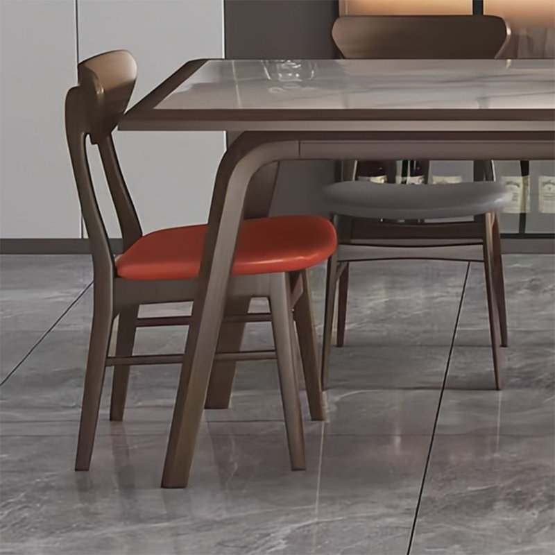 Modern Inset Rectangular Rock Slab Dining Table, 29.5"H x 70.8"L x 35.4"W