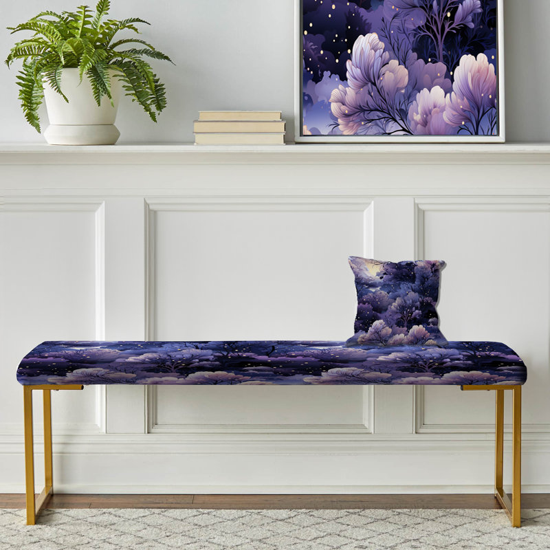 Ethereal Moonbeams Moody Patterns - Abstract Upholstered Gold Bench