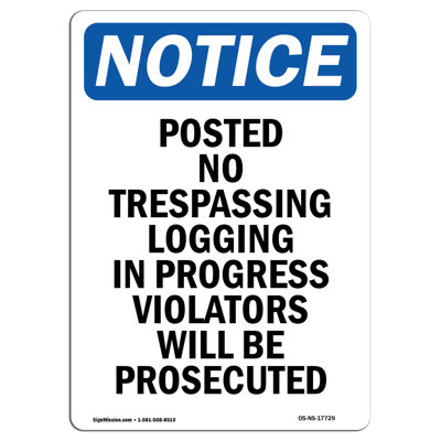 Posted No Trespassing Logging Sign