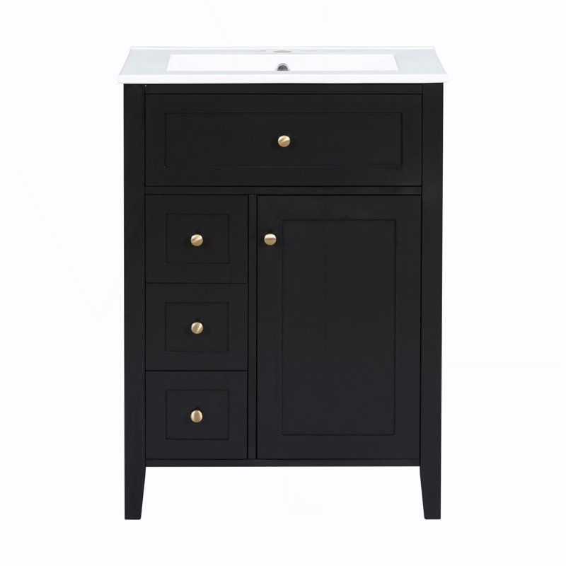 Meuble-lavabo de salle de bain avec lavabo, Noir