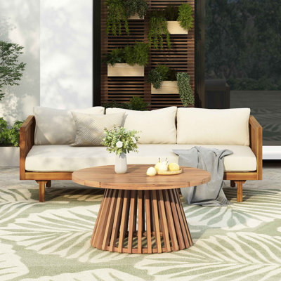 Ensembles de meubles de patio: lit de jour 3 places Claremont + table en bois d'acacia