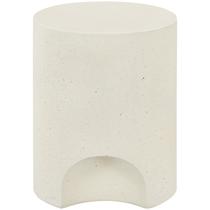 Table de bout intérieure / extérieure en béton et fibre de verre Olira, Crème, crème