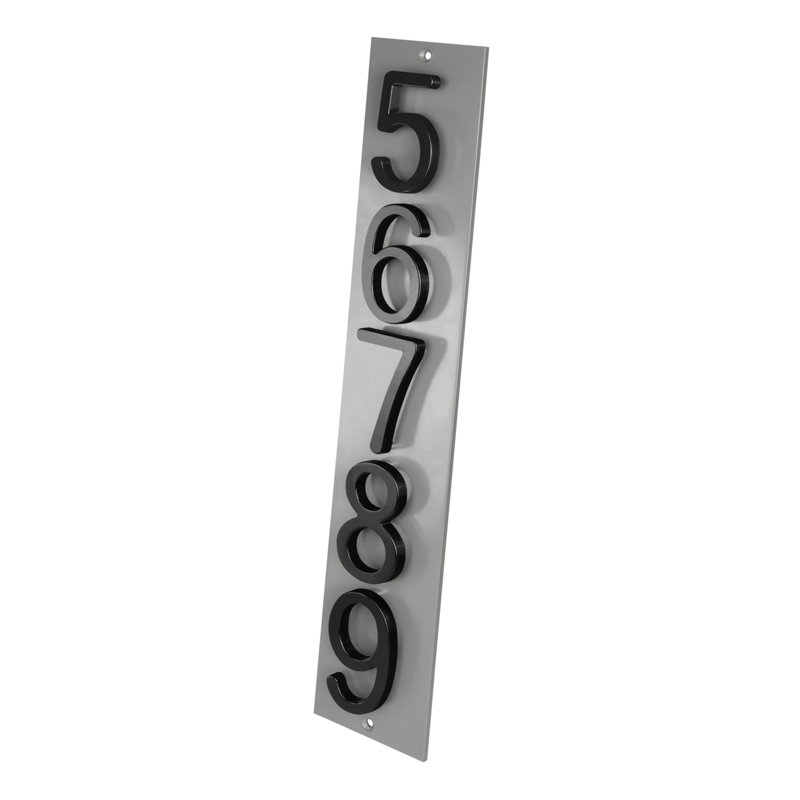 Plaque d'adresse verticale Amgo, Noir, noir, noir, noir, Gris, Oui