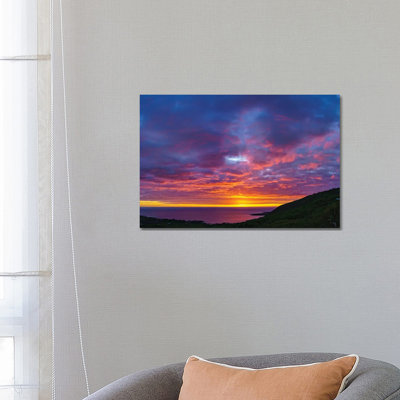 View Of Sunset Over Sea, Kealakekua Bay, Hawaii, USA by Panoramic Images - Wrapped Canvas Print