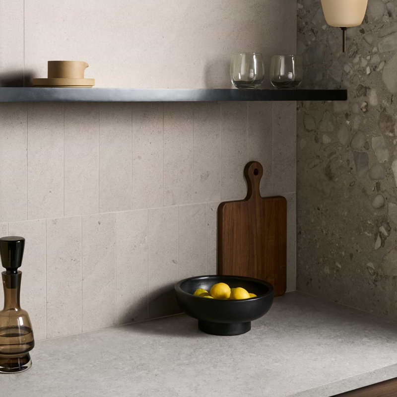 Piccoli Petite  3.86 In. X 11.88 In. Terrazzo Look Matte Porcelain Floor And Wall Tile (9.41 Sq. Ft. / Case), Warm Gray