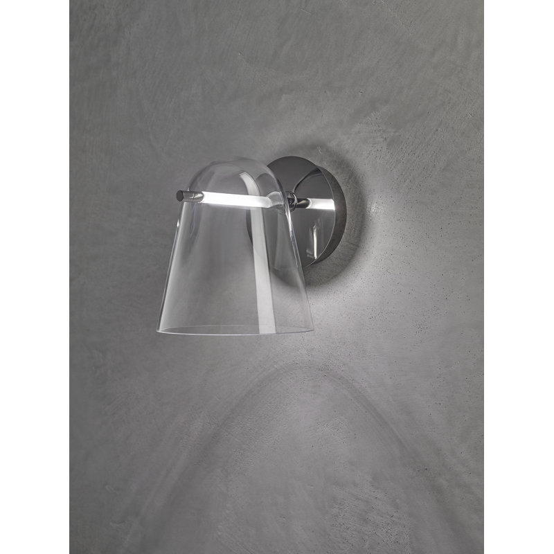 Steel LED Armed Sconce, Black Chrome, 2700K