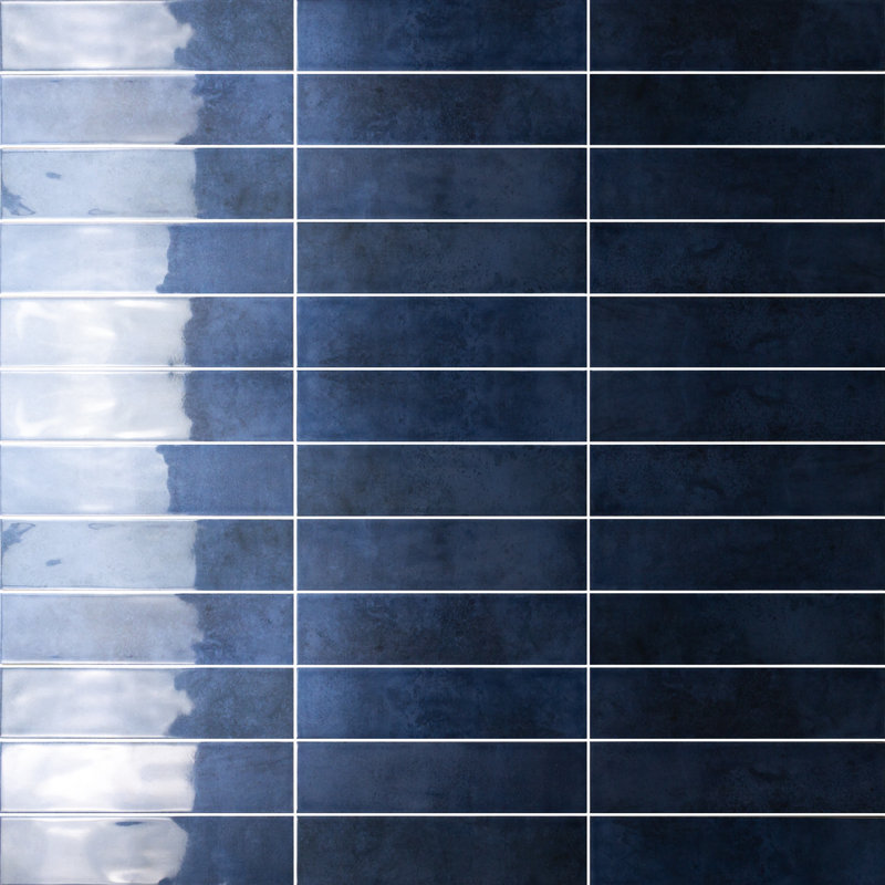 Melanie 3" x 12" Zellige Subway Wall Tiles, Navy Blue