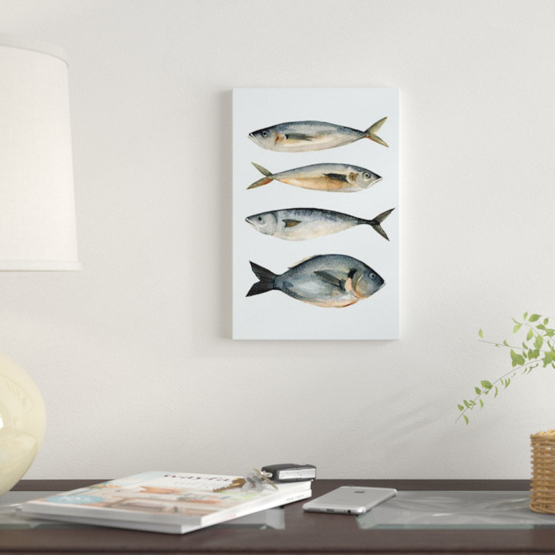 «Four Fish I», reproduction sur toile, H 12 po x l 8 po x P 0,75 po, Toile tendue, Pas de tapis