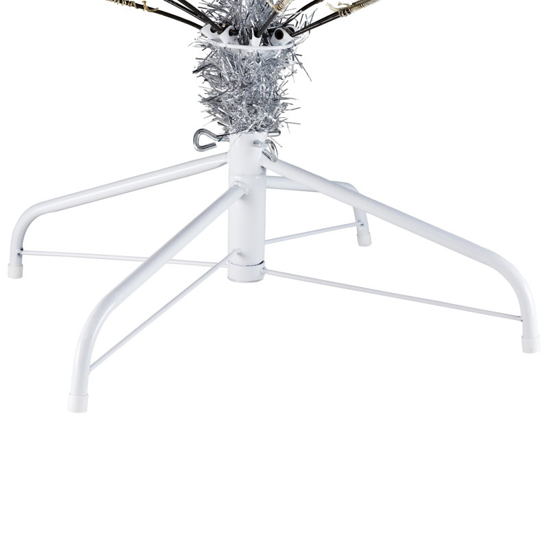 Pre-Lit Artificial Tinsel Christmas Tree - Silver, 7', Pre-Lit