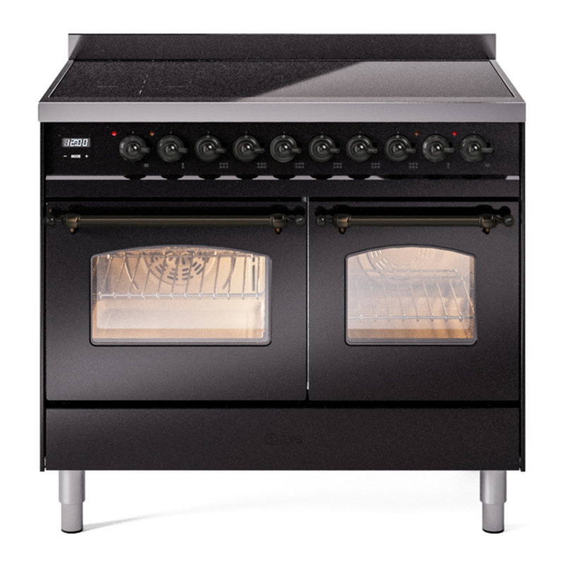 ILVE Nostalgie II 40 in Induction Range, Glossy Black/Bronze