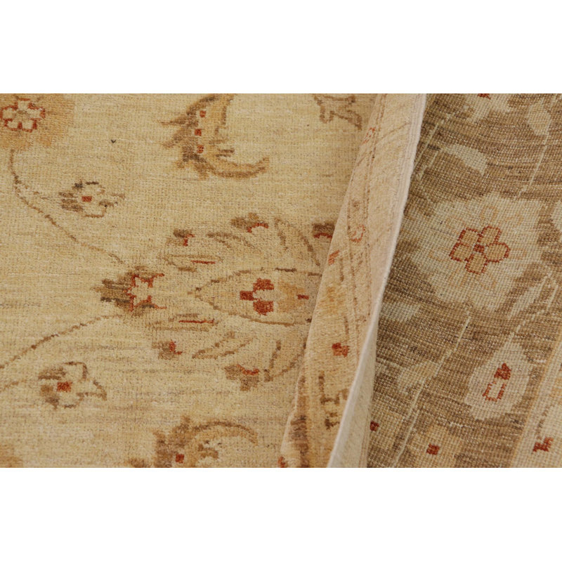 Tapis beige / brun clair en laine noué à la main 9 pi x 11 pi 9 po Fien