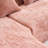 Pink chenille L-shaped compressed sofa that goes well with any living room. It features high-elastic sponge for a comfortable sitting feel,  curved armrests and four throw pillows.-853631731