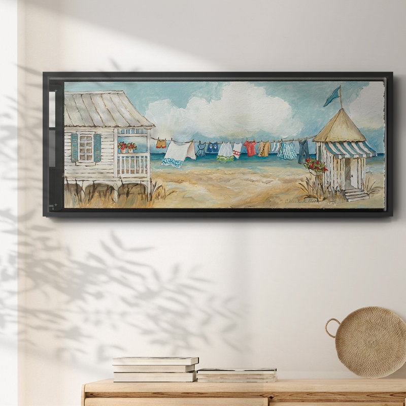 «Fresh Laundry I», peinture sur toile à cadre flottant, H 8 po x l 20 po, Noir